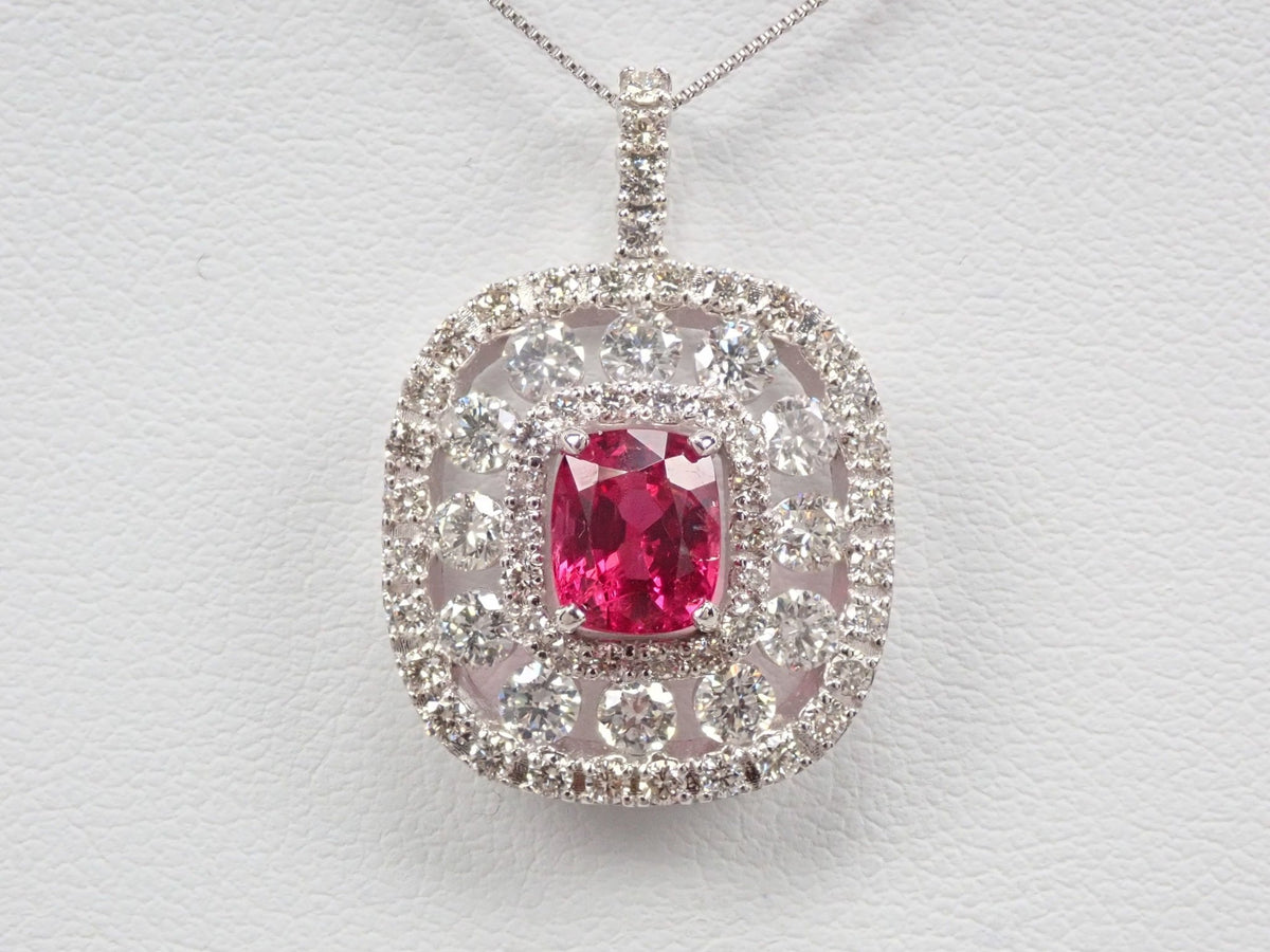 Pt950/Pt850ホットピンクスピネル1.26ct ペンダント（ネックレス）